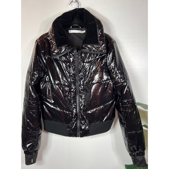 Blanc Noir Womens M Shiny Compression Down Puffer Winter Jacket Coat Resort - Picture 2 of 11